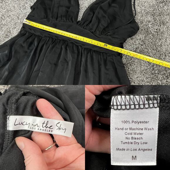 Lucy in the Sky Double Black Chiffon Dress size Medium - Picture 7 of 7